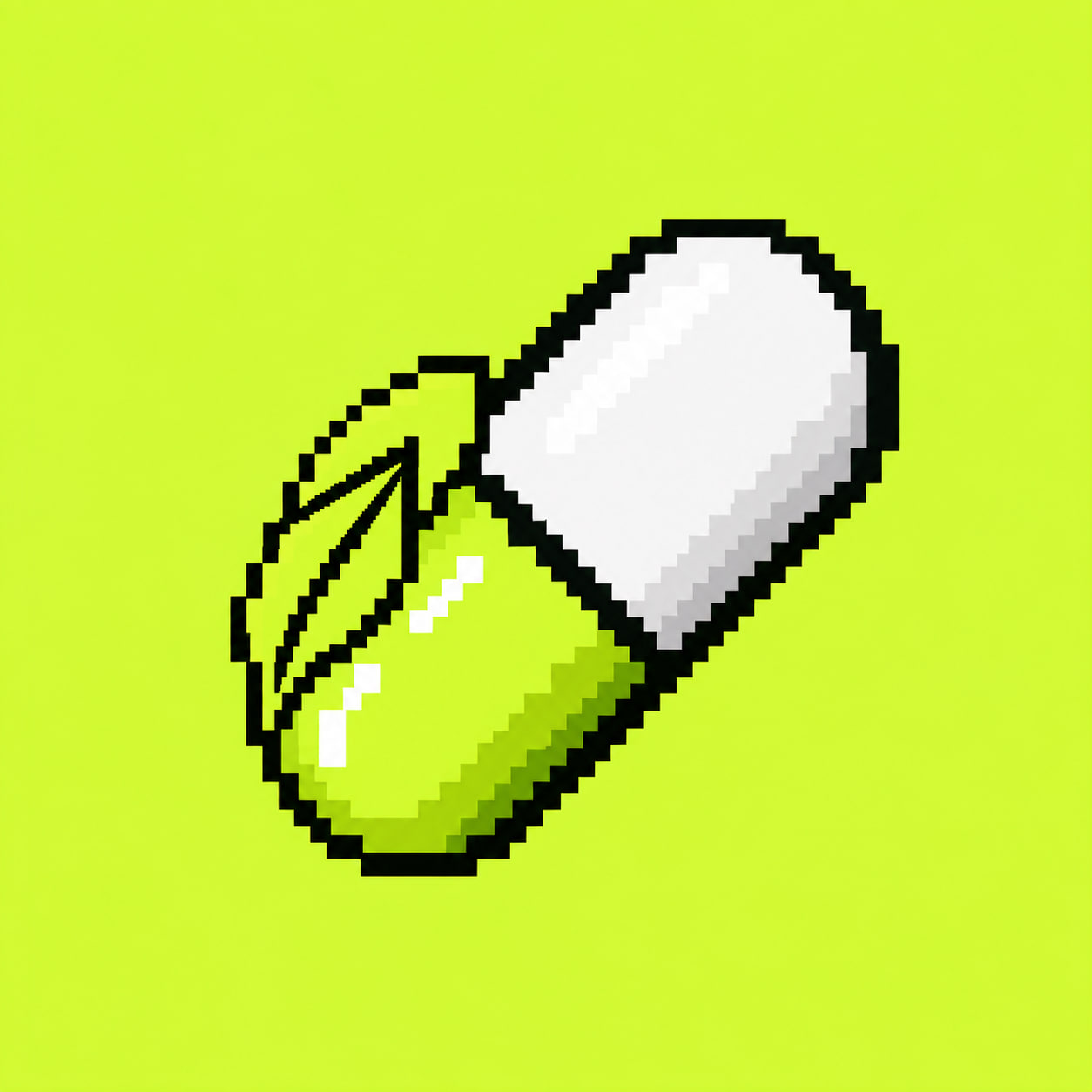 Pixelated green and white Pump Hood capsule